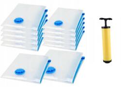  Vákuumzsákok Ruhákhoz, Ágyneműhöz, Táskák, 12 Darabos Készlet, 4 Méret, Pumpa (WORKI ZESTAW 12 SZTUK)