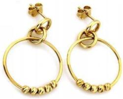 Lovrin Arany színű, lógós fülbevaló 375-ös (9 karátos) karika formában, modern, golyós díszítéssel Női ékszer (Lovrin 55985)