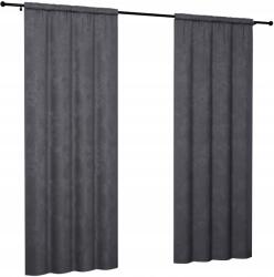 NOW-ART Kész függöny szürke bársony 140x220 kész függöny sima otthonra ráncolóval (ZASŁONKI BUTELKOWA ZIELEŃ PUDROWY RÓŻ)