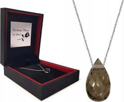 Lovrin 925-ös ezüst nyaklánc füstkvarc kővel, csepp alakú medállal ajándéknak is kiváló (Lovrin)