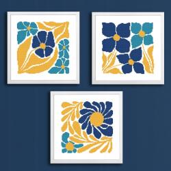 Coricamo Keresztszemes hímzés Hímző szett Aszketikus virágok triptichon (Z 10865)