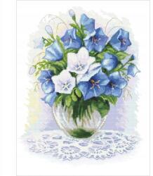 Coricamo Keresztszemes hímzés Hímző szett Csokor csengettyűkkel Kék virágok (Z 10516)