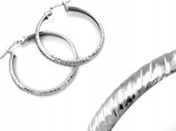 Lovrin Ezüst fülbevaló 925 klasszikus széles karika díszített 32mm logózott dobozban