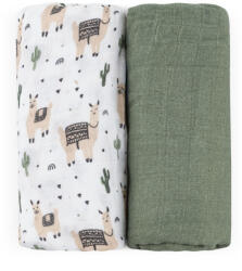 P&M Bambusz muszlin 2db-os kifogó szett 120×120 cm - Llama Vibes