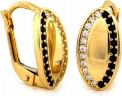 Lovrin Arany fülbevaló 585 ovális lemezek cirkóniákkal, kényelmes angol zárszerkezettel (Lovrin)