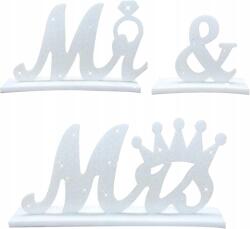  Esküvői Asztaldekoráció "Mr & Mrs" Felirat Kiváló Minőségű Fehér (B09Z94JHK6)