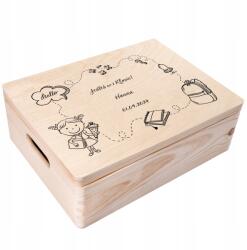 Creative Deco Fából készült emlékdoboz iskolai ajándéktárgyakhoz gyerekeknek gravírozással 40x30 (JANCDSD140CUSTOMSCHOOLGIRLBASICFBM)