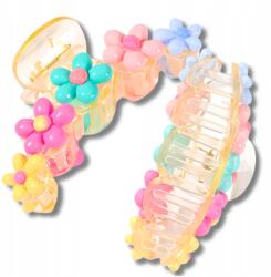  Színes hajcsat, "csőrös" csat, boho pasztell virágos, nagy méretű, könnyű (Kolorowa klamra do włosów boho pastelowa)