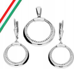 Lovrin Ezüst ékszerszett 925 karika fülbevaló cirkónia kövekkel, különleges ajándéknak (Lovrin 74344)