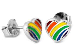 Lovrin Ezüst fülbevaló 925 zománcozott szívvel, stekkeres, 1.30g, divatos ajándék (Lovrin)