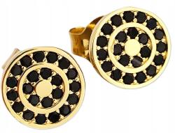 Lovrin Ezüst 925 aranyozott fekete bedugós fülbevaló fekete cirkónia kövekkel (Lovrin)