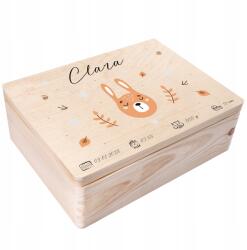 Creative Deco Emlékdoboz születésre, ajándék keresztelőre, anyakönyvi kivonat Uv nyomtatással, 40x30x14 cm (JANCDSD140BCUSTOMRABBITBMEMBOXFBM)