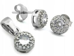 Lovrin 925-ös ezüst szett: diszkrét fülbevaló és medál világos cirkónia kövekkel (Lovrin)