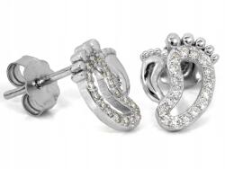 Lovrin Ezüst fülbevaló talpacska 925-ös, stekkeres, cirkónia kövekkel, 1.2-es ezüstből