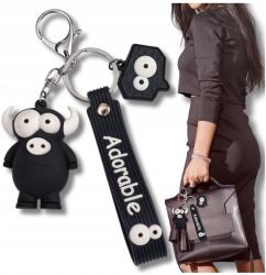 EdiBazzar Kulcstartó táskához, pénztárcához, övtáskához, fekete Bika (Urocza Zawieszka Byk Brelok Do Kluczy Torebki)