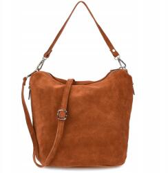 Beltimore Kézitáska Postás Táska Bőr női cipzáras tágas olasz velúrbőr (W17cognac)