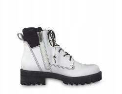 Tamaris Női bokacsizma Tamaris fehér bőr, bélelt, cipzáras 39-es méret (1-25214-21/125)