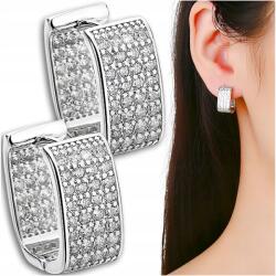 EdiBazzar Elegáns női fülbevaló cirkónia kövekkel, geometrikus, lógós, ezüst színű (Modne Damskie Srebrne Kolczyki z cyrkoniami)