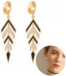 EdiBazzar Arany Színű Levél Fülbevalók 316L Sebészi Acélból, 18K arannyal bevonva, toll alakú, boho stílus