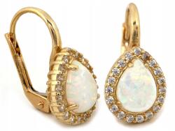 Lovrin Arany fülbevaló 585 fehér opállal és cirkónia kövekkel, csepp alakú, angol kapcsos