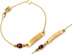 Lovrin Arany karkötő 585-ös finomságú, gravírozható lemezzel, katicás, kislányoknak, 14-es méret (Lovrin)