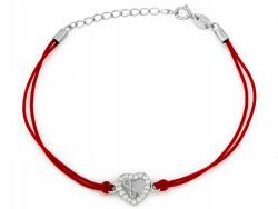 Lovrin Ezüst karkötő 925 cirkónia kövekkel, piros zsinóron, 1.19g, r20-as méret (62435812)