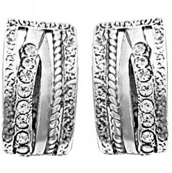 Lovrin 925-ös ezüst fülbevaló, téglalap alakú lemezkékkel, cirkónia kövekkel, angol kapcsos (Lovrin107610)