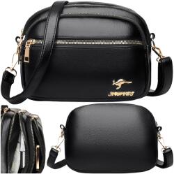 EdiBazzar Fekete Bőr Válltáska Női Táska Tágas Műbőr Háromrekeszes (Czarna torebka skórzana na ramię)