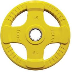 Body-Solid színes gumiborítású 4 kézfogós olimpiai tárcsák 15 kg 15 kg sárga Súlytárcsa