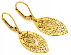 Lovrin Arany fülbevaló hosszú 585 függő áttört mintás virág mintával, ideális ajándék Édesanyáknak