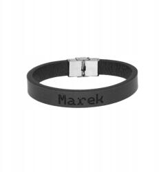  Férfi bőr karkötő fekete, Marek névvel (8594223293858)