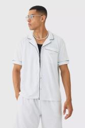 Boohooman Fehér Rövid Ujjú Ing Gombos Boohooman L