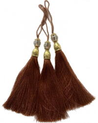 Gipiurowo Aranyszínű gyöngyökkel díszített fülbevaló csokoládészínű, 12 cm (chwost)