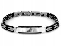 Lovrin Unisex acél karkötő fekete díszítéssel, 9.3mm széles ajándéknak is kiváló (56748101)