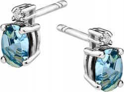 Lovrin Fehér arany 585 fülbevaló topázzal és gyémántokkal, elegáns design nőknek (Jubiler Lovrin)