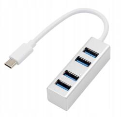 4-portos Usb elosztó (UCB-C->4xUSB3.0), 4db USB3.0, Ezüst (TB2290)
