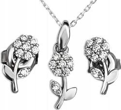 Lovrin Ezüst 925 szett virágokkal és anker lánccal fülbevaló, medál (Lovrin)