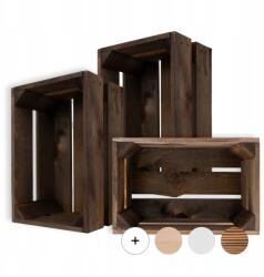 Creative Deco 3x Fa láda deszka barna doboz kis virágláda 30x20x15 (X002002W25)
