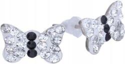 Lovrin 925-ös ezüst fülbevaló pillangókkal, kristályokkal, 1, 50g, eredeti ajándék, ezüst (Lovrin 47808)