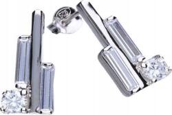 Lovrin Ezüst fülbevaló 925-ös, stekkeres, fehér cirkónia kövekkel, egyedi mintázat, ajándék (Lovrin 46673)