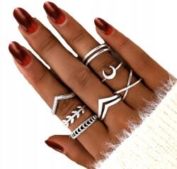 EdiBazzar Punk stílusú fém gyűrű szett Ezüst 7db női divatos boho antik (5905884052778)