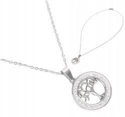 EdiBazzar Női nyaklánc sebészeti acél ezüst cirkónia köves fa medállal (Naszyjnik srebrny wisiorek stal chirurgiczna)