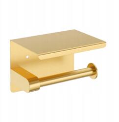 Falra Szerelhető Toalettpapír Tartó Fürdőszobai Polccal, Szálcsiszolt Arany Acél (TB000020)