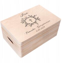 Creative Deco Gravírozott doboz elsőáldozásra, bérmálkozásra ajándékba, emlékbe, borítékokkal 30x20 (JANCDSD130CUSTOMCOMCONFCROSSMINFBM)