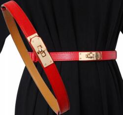 EdiBazzar Öv Állítható női vékony arany csattal, piros bőr divatos (5905884069011)