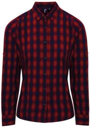 Premier Workwear Női pamut kockás ing - Piros / sötétkék | L (PR350-1000226978)