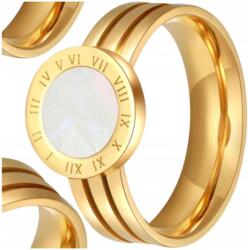 EdiBazzar Aranyozott, római stílusú, egyszerű gyűrű, 18K arannyal futtatott sebészeti acélból (Złoty pierścionek stal chirurgiczna)