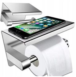  Loft Ezüst Színű Toalettpapír Tartó Polccal, Öntapadós Wc Papír Akasztó (5905884012741)