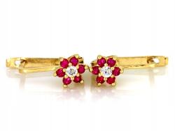 Lovrin Arany fülbevaló 585 virágok piros cirkónia kövekkel 1, 51g kislányoknak ajándék (60978889)