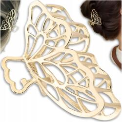 EdiBazzar Fém arany hajcsat, nagy pillangó, erős, elegáns (Złota spinka damska do włosów metalowa)
